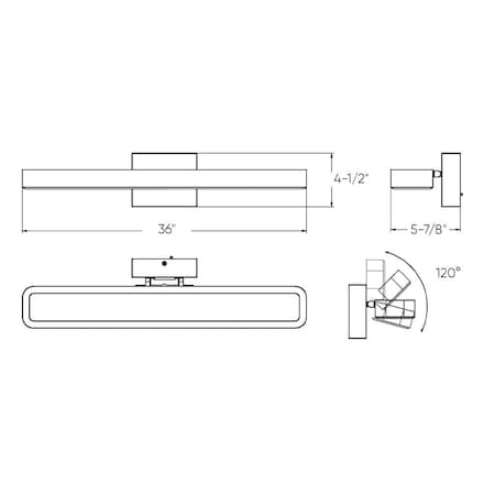 Aria 36-Inch Rectangular Swivel Vanity Wall Sconce